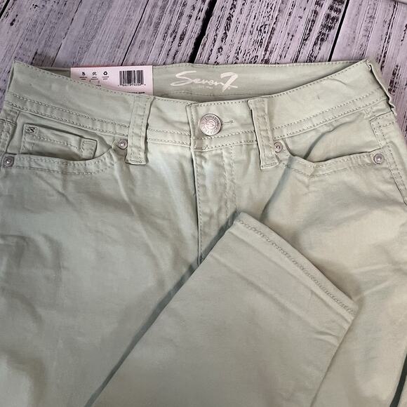 Seven 7 Jeans Pants size 8 Cucumber Green Starlette Crop Skinny Leg Pockets - Picture 2 of 11